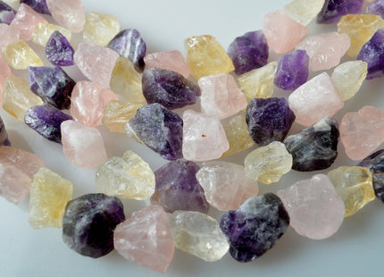 Natural Mixed Raw Mixed Amethyst Citrine and Rose Quartz Natural Color Rough Nugget Shape Size Approx. 18-25mm #2001