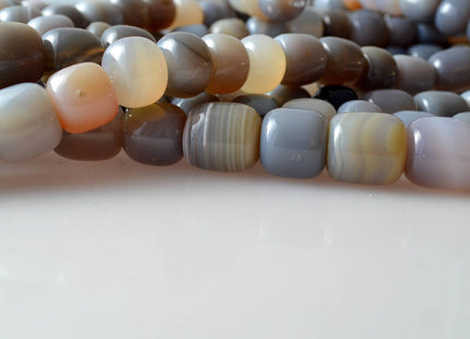 12x16-16x18 Natural Gemstone Gray Agate Beads Natural Color Smooth Drum/Tube Shape Jumbo Size Natural Agate Gemstone #2003