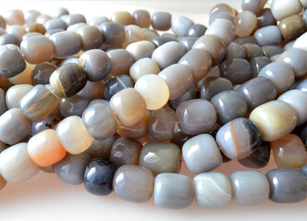 12x16-16x18 Natural Gemstone Gray Agate Beads Natural Color Smooth Drum/Tube Shape Jumbo Size Natural Agate Gemstone #2003