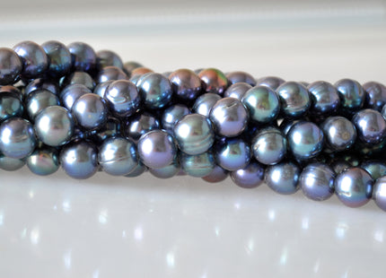 11-12 mm Large Hole Potato White Peacock and Silver/Gary Freshwater Pearl Beads 2mm Hole, Natural Cultured Freshwater Pearls #42