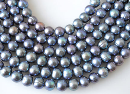 11-12 mm Large Hole Potato White Peacock and Silver/Gary Freshwater Pearl Beads 2mm Hole, Natural Cultured Freshwater Pearls #42