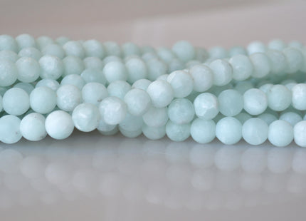 Natural Light Blue and Flower Amazonite Gemstone Matt Beads Natural Color Round Shape Size 8mm #2020