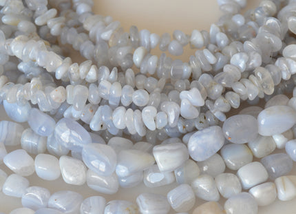Natural Gemstone Chalcedony Beads Nutural Blue Color Nugget and Chips Shape Size Approx. 10x12mm and 5-6x8-10mm #2022