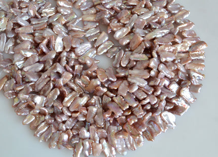 9-10x18-22mm AAA Very Rare Biwa Stick Freshwater Pearl Beads Natural Mauve Pink High Luster Biwa Pearl 15.5- 16 inches #726