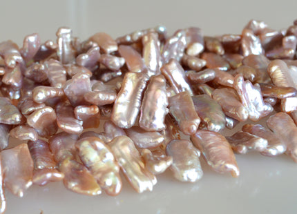 9-10x18-22mm AAA Very Rare Biwa Stick Freshwater Pearl Beads Natural Mauve Pink High Luster Biwa Pearl 15.5- 16 inches #726