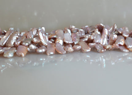 9-10x18-22mm AAA Very Rare Biwa Stick Freshwater Pearl Beads Natural Mauve Pink High Luster Biwa Pearl 15.5- 16 inches #726