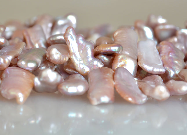 9-10x18-22mm AAA Very Rare Biwa Stick Freshwater Pearl Beads Natural Mauve Pink High Luster Biwa Pearl 15.5- 16 inches #726