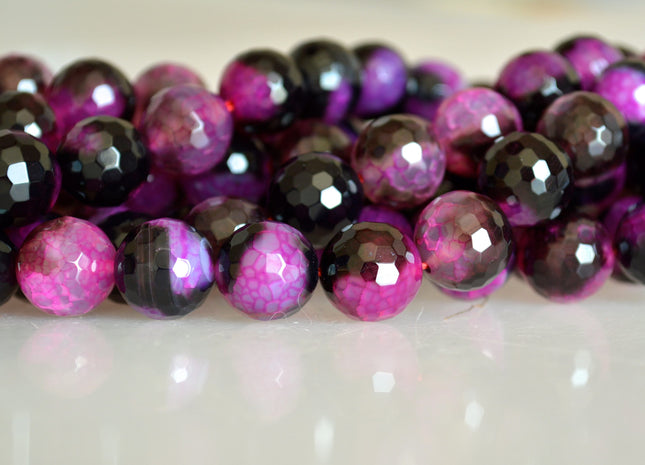 8mm 12mm Faceted Round Agate Semi Precious Stone Beads Heat treated Pink Color Natural Gemstone Agate #2105