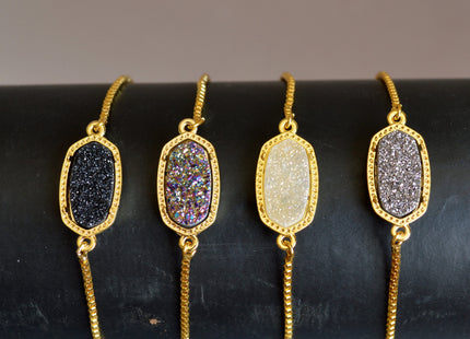New Style Gemstone Bracelet Druzy Drusy Agate Bracelet Reversible Bracelet Adjustable Chain #2113