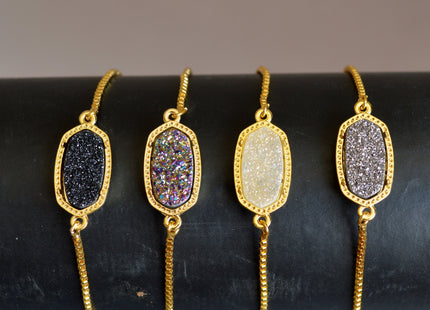 New Style Gemstone Bracelet Druzy Drusy Agate Bracelet Reversible Bracelet Adjustable Chain #2113