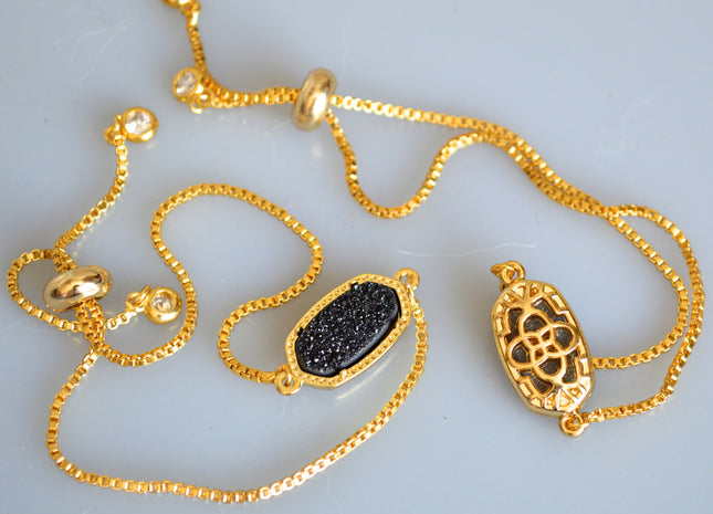 New Style Gemstone Bracelet Druzy Drusy Agate Bracelet Reversible Bracelet Adjustable Chain #2113
