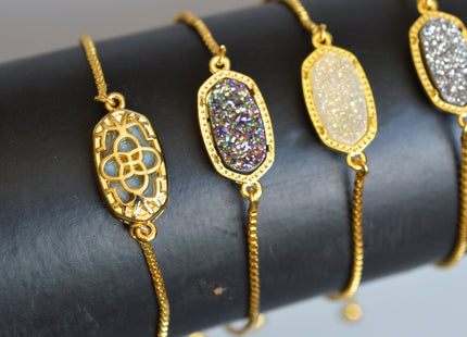 New Style Gemstone Bracelet Druzy Drusy Agate Bracelet Reversible Bracelet Adjustable Chain #2113