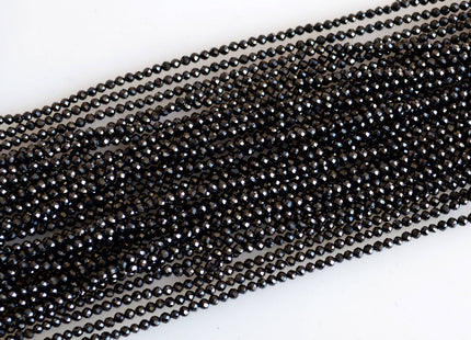 2 mm Faceted Round Tiny Black Spinel Gemstone Beads 13 Inches strand #2026