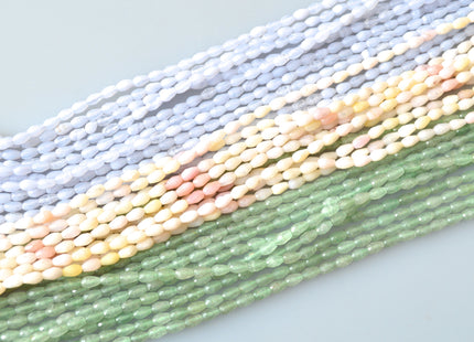 Semi Precious Gemstone Beads Pink-Opal Green-Aventurine and Chalcedony Natural Color Faceted Barrel Shape Size Approx. 3.5x5.5mm #2031