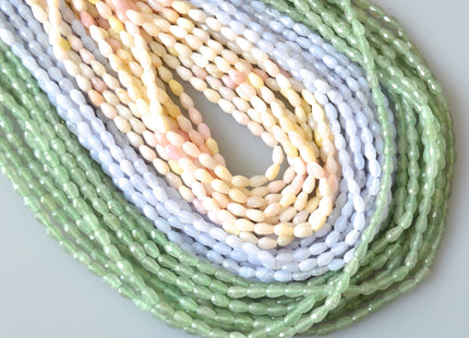 Semi Precious Gemstone Beads Pink-Opal Green-Aventurine and Chalcedony Natural Color Faceted Barrel Shape Size Approx. 3.5x5.5mm #2031