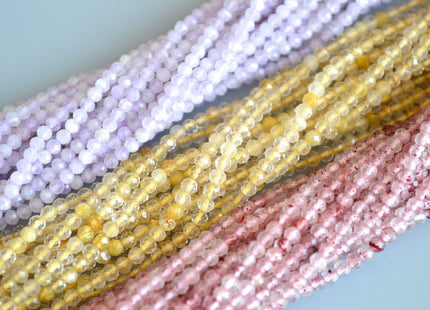 2-2.5 mm Tiny Gemstone Beads Strawberry Quartz Lavender Quartz and Golden-Rutileted Quartz Faceted Round Shape Size 2-2.5mm #2041
