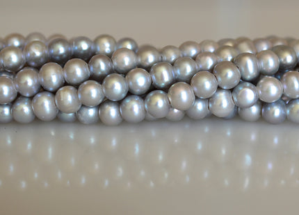 5-6 mm AA Large Hole Gray Color Potato Freshwater Pearl Beads 1.8 mm Hole Genuine Large Hole Gray Pearl 8 Inches Strand #8