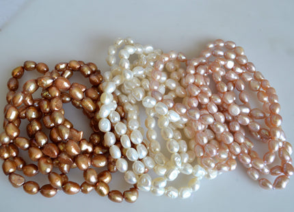 54 inches 8x10 mm Rice Nugget Hand Knotted Pearl Necklaces Natural Freshwater Pearl Necklace #727