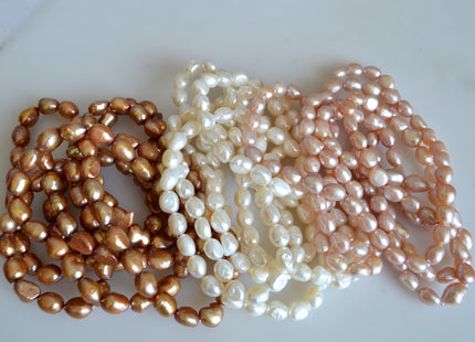 54 inches 8x10 mm Rice Nugget Hand Knotted Pearl Necklaces Natural Freshwater Pearl Necklace #727