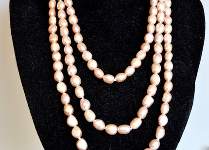 54 inches 8x10 mm Rice Nugget Hand Knotted Pearl Necklaces Natural Freshwater Pearl Necklace #727