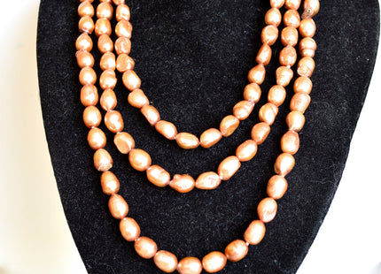 54 inches 8x10 mm Rice Nugget Hand Knotted Pearl Necklaces Natural Freshwater Pearl Necklace #727