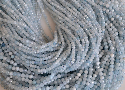 WHOLESALE AAA Natural Gemstone Aquamarine Beads Faceted Round OR Rondelle Shape 4mm and 2.5x3mm #2054