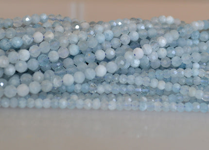 WHOLESALE AAA Natural Gemstone Aquamarine Beads Faceted Round OR Rondelle Shape 4mm and 2.5x3mm #2054