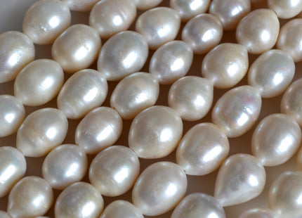 12-12.5x14-16mm Half Strand Large Hole AA Natural White Rice/Oval Freshwater Pearl Jumbo Size Beads Hole Size 1.2mm 2.1mm 12-13 Beads #236