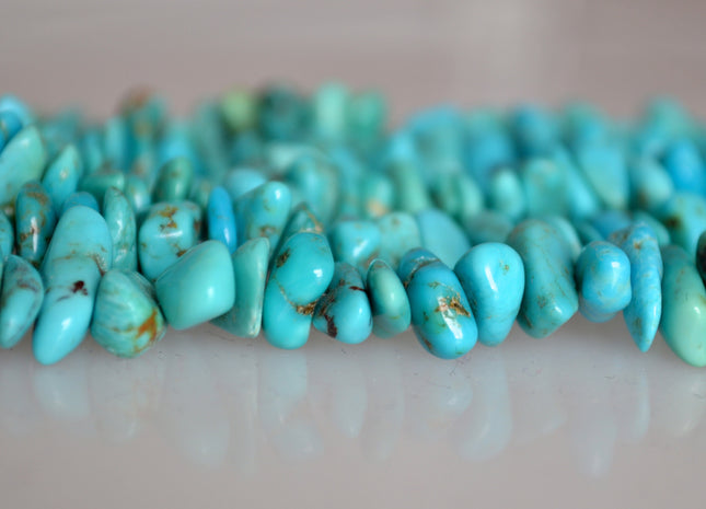 4-5x8-10 mm Natural Blue Turquoise Chips Gemstone Beads 16 Inches Strand #2071