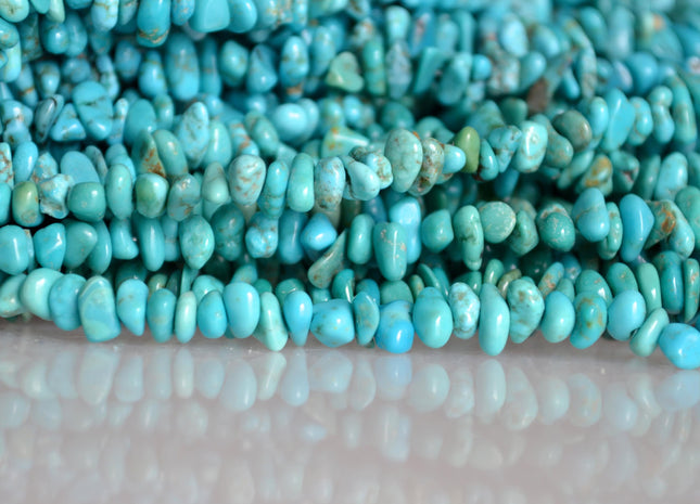 4-5x6-7 mm Natural Blue Turquoise Chips Gemstone Beads 16 Inches Strand #2074