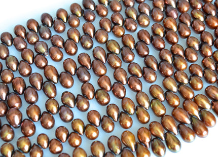 9x10-11mm Top Drilled Teardrop Freshwater Pearl Beads Luster Brown Color Dancing Genuine Cultured Freshwater Pearls #745