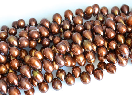 9x10-11mm Top Drilled Teardrop Freshwater Pearl Beads Luster Brown Color Dancing Genuine Cultured Freshwater Pearls #745