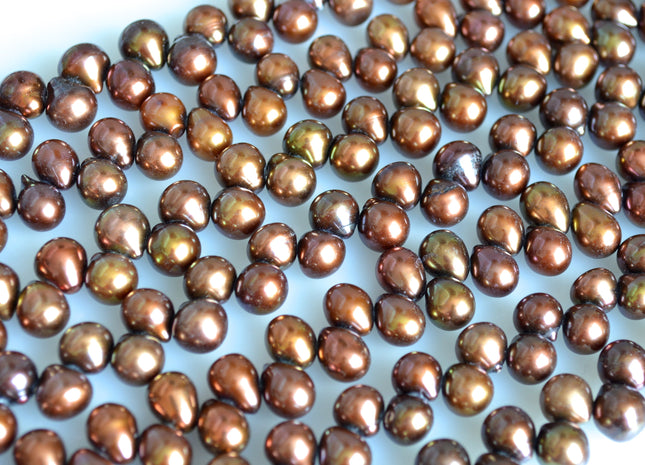 8-9x9-10mm Top Drilled Teardrop Freshwater Pearl Beads Luster Brown Color Dancing Genuine Cultured Freshwater Pearls #746
