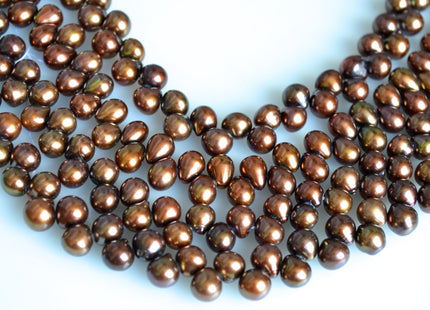 8-9x9-10mm Top Drilled Teardrop Freshwater Pearl Beads Luster Brown Color Dancing Genuine Cultured Freshwater Pearls #746