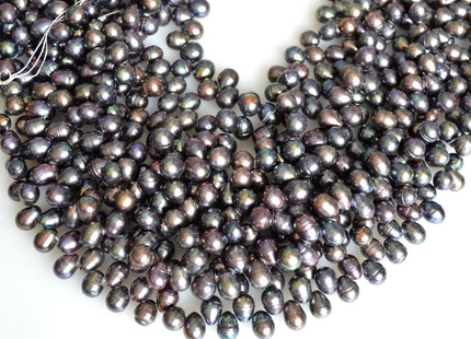 7x8-9mm Top Drilled Teardrop Shape Freshwater Pearl Beads Dark-Gray Color Dancing Genuine Cultured Freshwater Pearls  #748