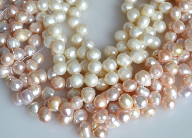 8-9mm Top Drilled Oval/Drop Shape Freshwater Pearl Beads Natural White&Pink Color Dancing Genuine Cultured Freshwater Pearls #749