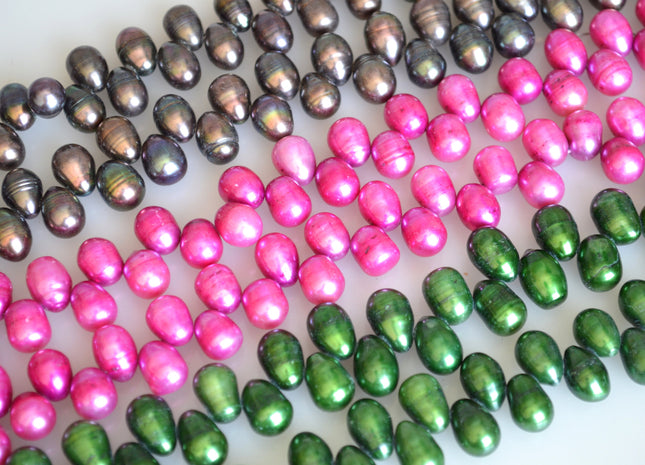 7-8x9-10mm Top Drilled Oval/Drop Shape Freshwater Pearl Beads Multi Color Dancing Genuine Cultured Freshwater Pearls #750