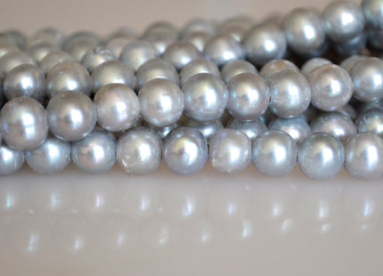 8-9mm Large Hole Half Strand Freshwater Pearls Round/Potato Shape 2.2mm Hole Silver and Peacock Color #703