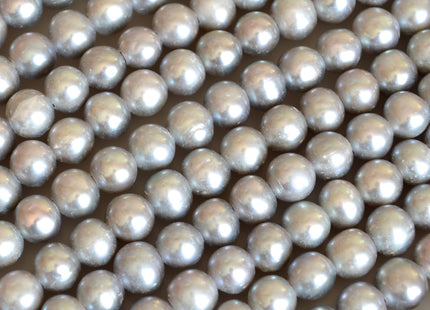 8-9mm Large Hole Half Strand Freshwater Pearls Round/Potato Shape 2.2mm Hole Silver and Peacock Color #703