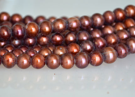 8mm Large Hole Half Strand Freshwater Pearls Round/Potato Shape 2.2mm Hole Brown/Reddish and Brown/Golddish Color #706