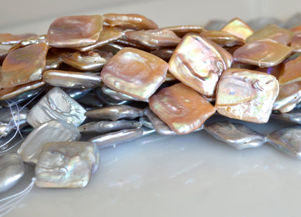 Gray And Natural Pink AA Freshwater Diamond Coin Pearl Pink and Silver Color Size Approx. 24-26mm #708