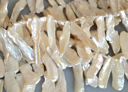 8-10x20-30mm AAAAA Top Drilled Natural White Biwa Genuine Super High Luster Freshwater Pearl Beads 4 inches Strand 13-16 Beads #709