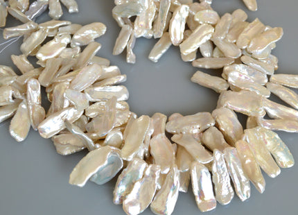 8-10x20-30mm AAAAA Top Drilled Natural White Biwa Genuine Super High Luster Freshwater Pearl Beads 4 inches Strand 13-16 Beads #709