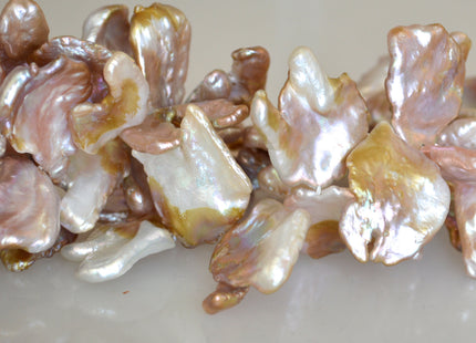2pc 18-22 x 25x28 mm Limited Edition Rare Irregular Keishi Natural Pink Freshwater Pearl Beads #713