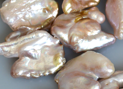 2pc 18-22 x 25x28 mm Limited Edition Rare Irregular Keishi Natural Pink Freshwater Pearl Beads #713