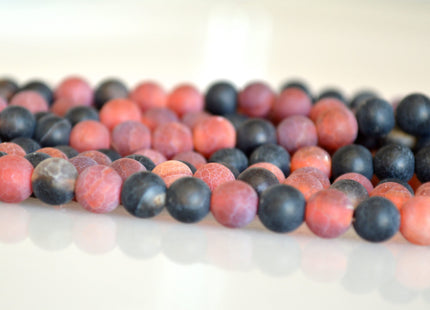 Natural Carnelian and Black Onyx Gemstone Matte Beads Natural Color Round Shape Size 6-7mm #2083