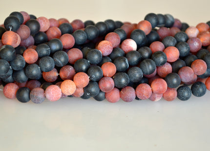 Natural Carnelian and Black Onyx Gemstone Matte Beads Natural Color Round Shape Size 6-7mm #2083