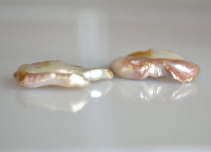 2pc 18-22 x 25x28 mm Limited Edition Rare Irregular Keishi Natural Pink Freshwater Pearl Beads #713