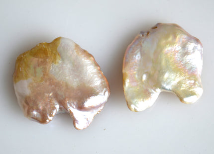 2pc 18-22 x 25x28 mm Limited Edition Rare Irregular Keishi Natural Pink Freshwater Pearl Beads #713