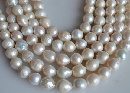 12-14mm Natural White Large Hole Graduated Freshwater Baroque Pearls 2 mm Hole Pearl Beads #118